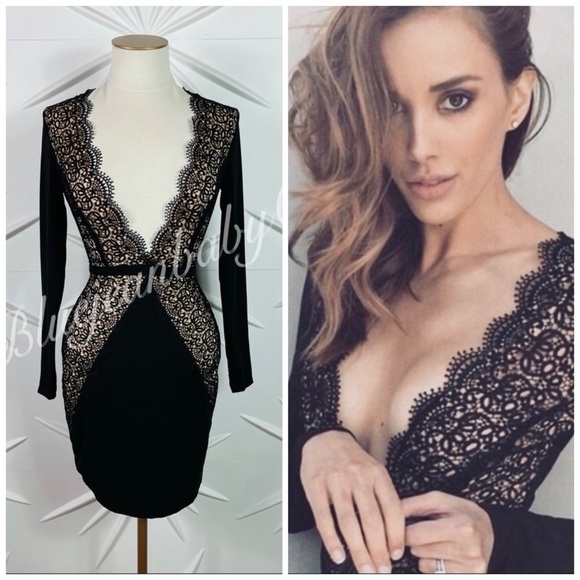 Misha Collection Little Black Dress In Black/Nude - Picture 4 of 16